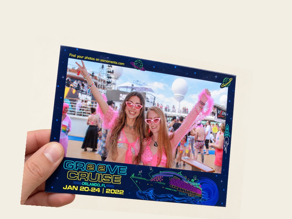 A Groove Cruise lenticular photo print held in a hand