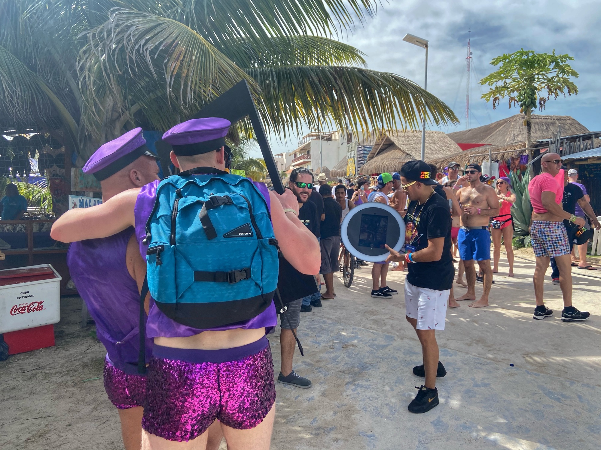 Real roaming booth bringing a photo moment to a beach festival